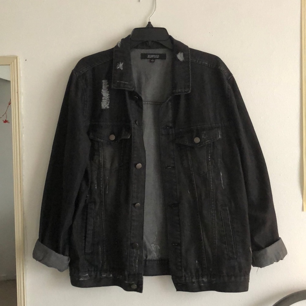**Oversized Black Denim Jacket**